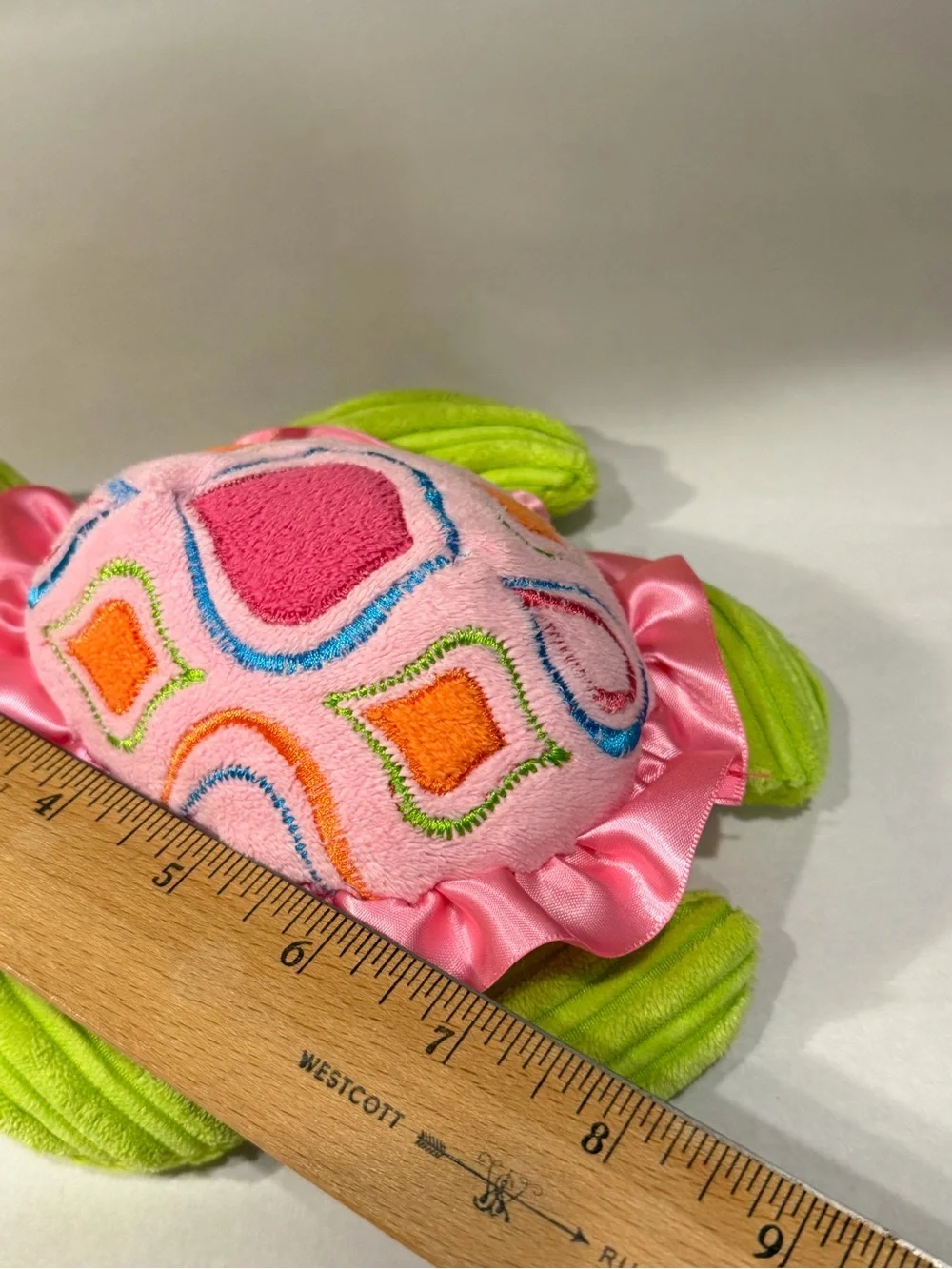 Maison Chic Sea Turtle Green Corduroy Pink Plush Stuffed Animal Small